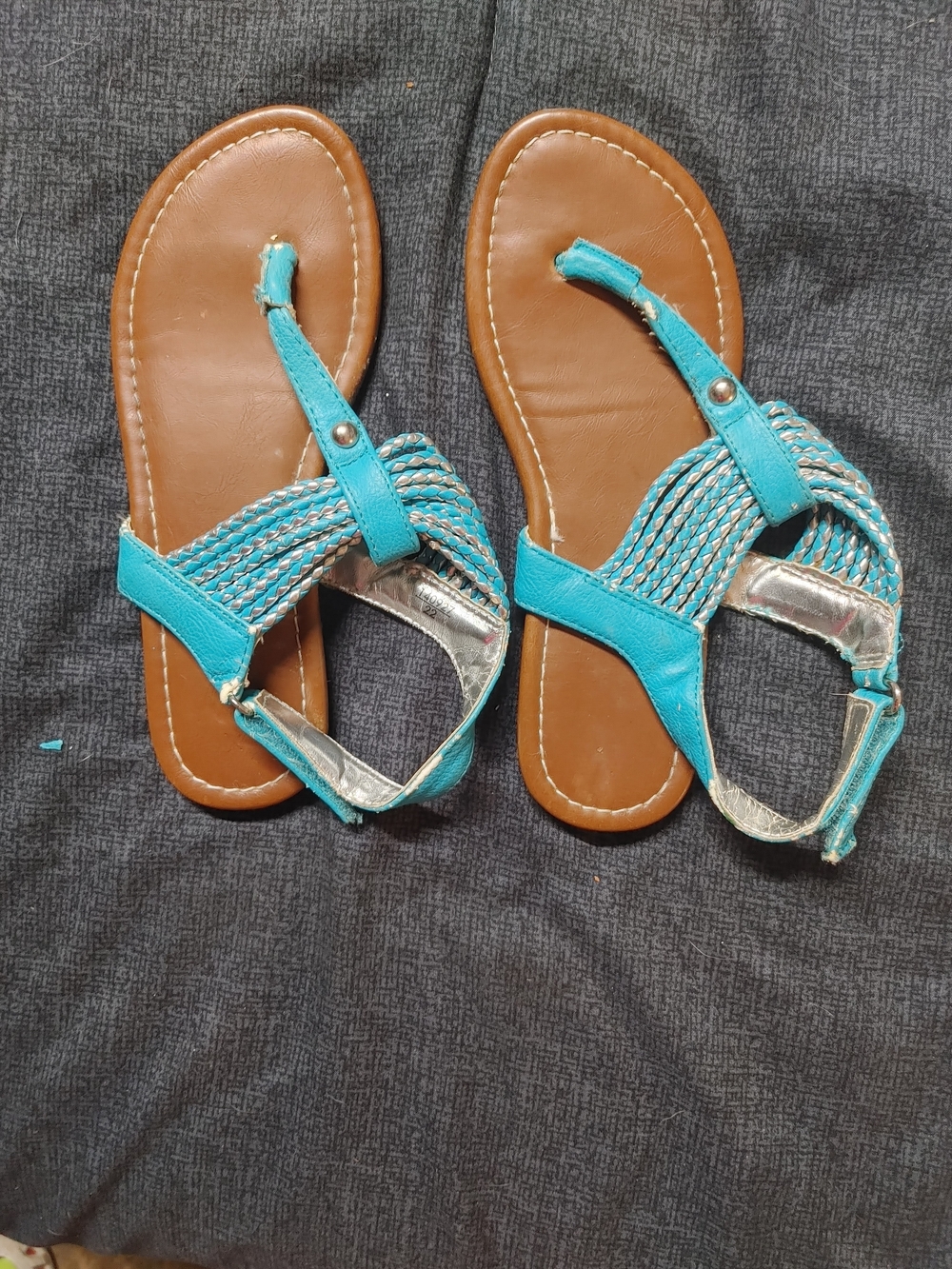 American Eagle Outfitters Turquoise Braided Thong Sandals